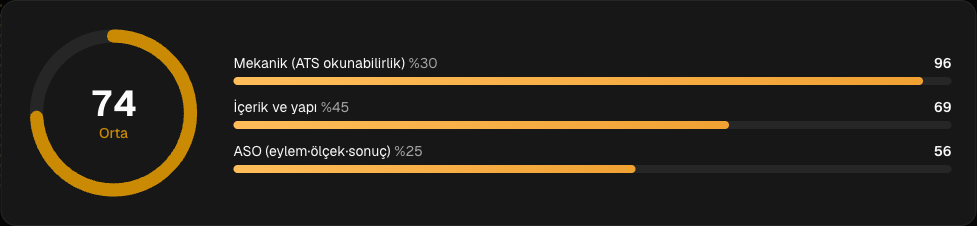 Resuzu Analiz Skor Göstergesi ve Alt Skorlar